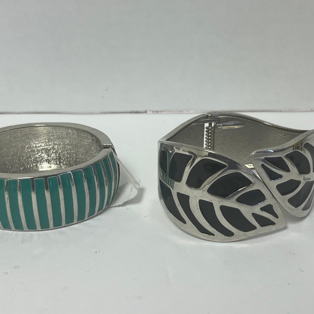 2 New York & Company Bracelets - teal/Silver - Black/Silver Spring Close- 1 NWT